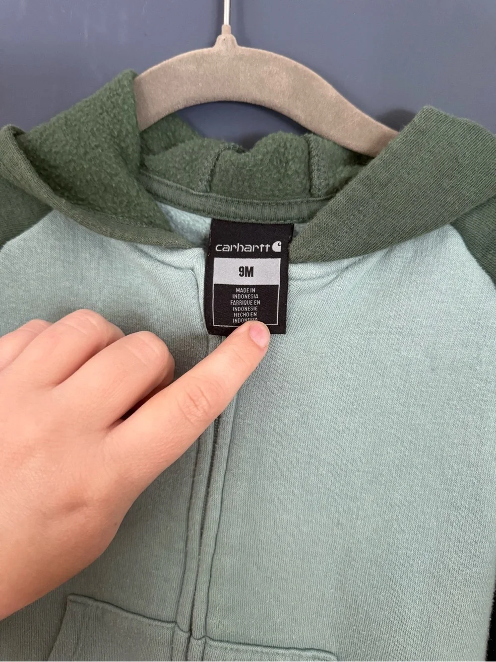 Carhartt hooded zip sweatshirt onesie 9 months